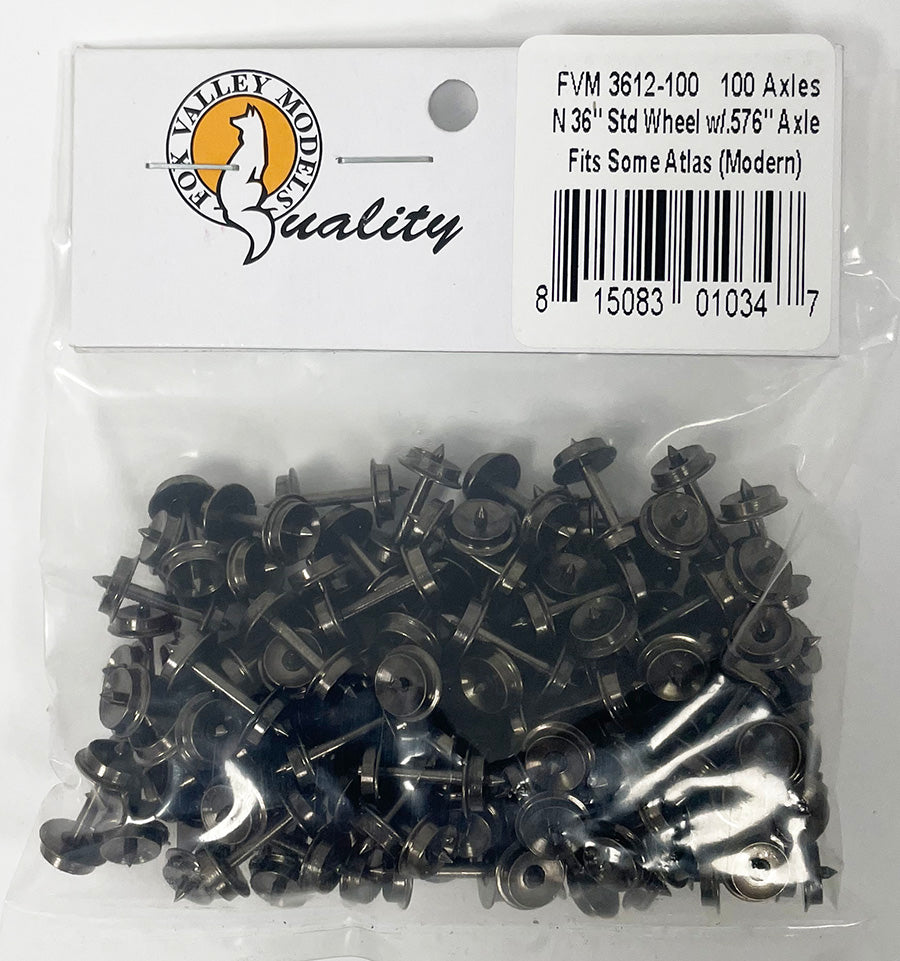 FVM 3612-100 N 36" Standard Tread Wheels with .576" Axles - 100 Pack