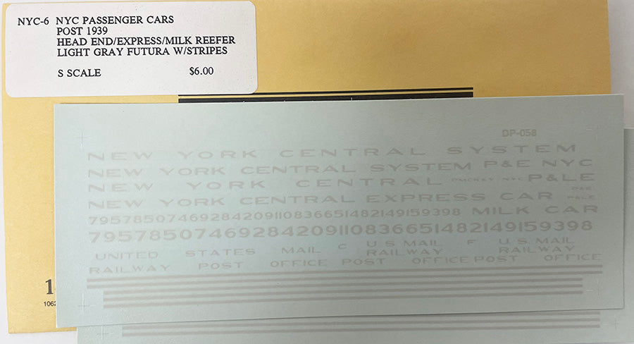 SSADNYC6 NYC Post 1939 Pass Head End/Express Light Gray Futura