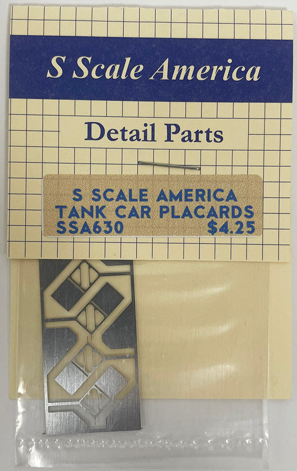 SSA630 S Scale Tank Car Placards (Etched)