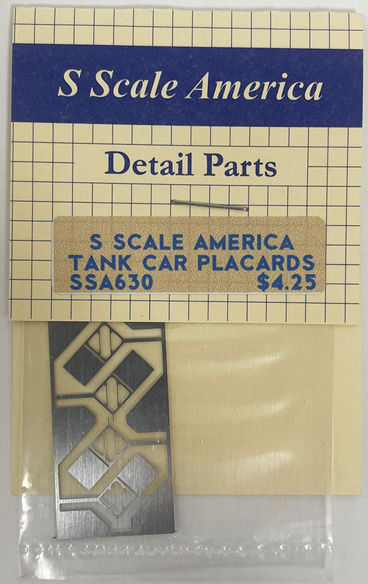 SSA630 S Scale Tank Car Placards (Etched)