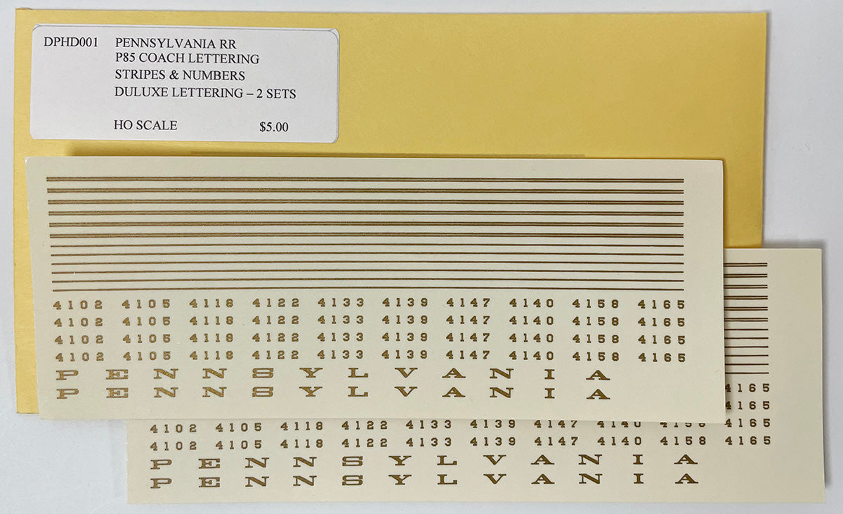 DPHD001 PRR Pennsylvania Pass Car Decal Sheet