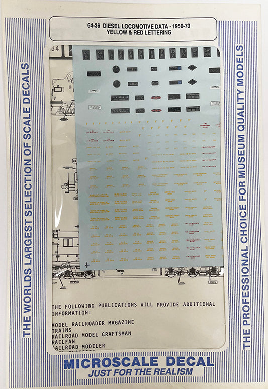 SSAD64-36 Diesel Loco Data 1950-70 Yel/Red